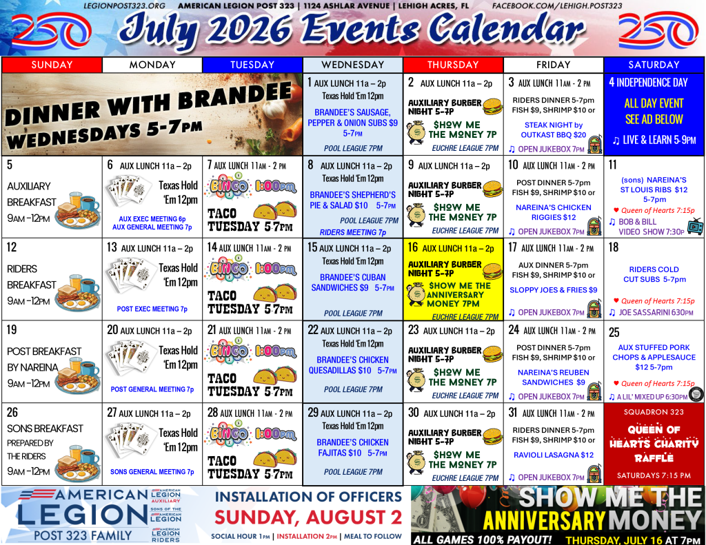 July Events Calendar