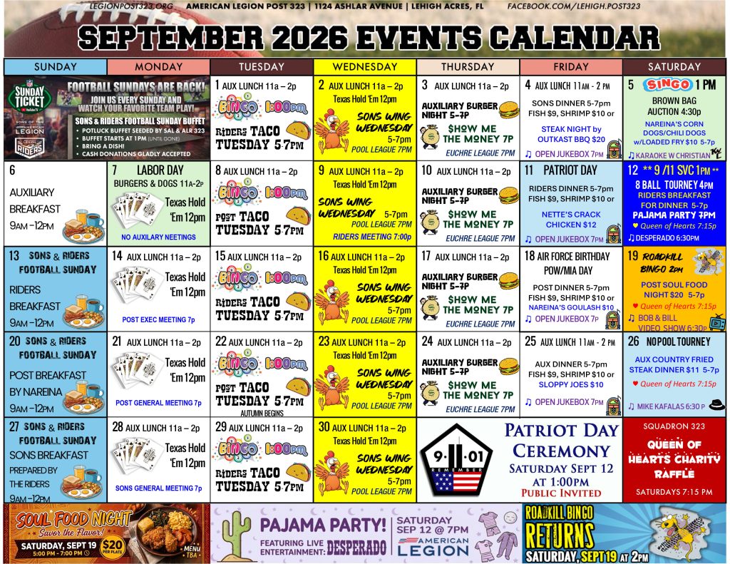 Sept Events Calendar